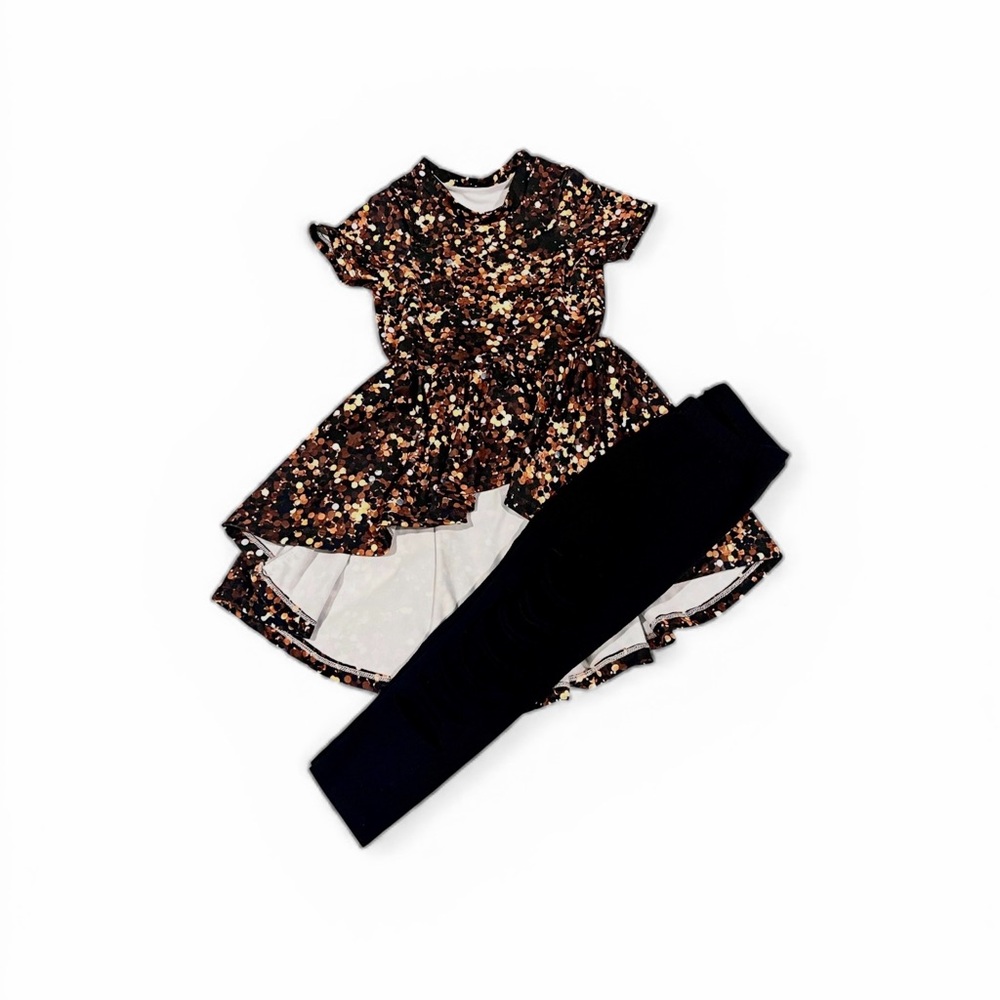 Adorable Hi-low top & distressed leggings set